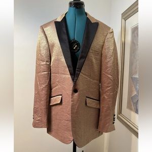 Tazzio Bespoke Europe Rose Gold Formal Slim Fit Lined Jacket Tuxedo Size Large